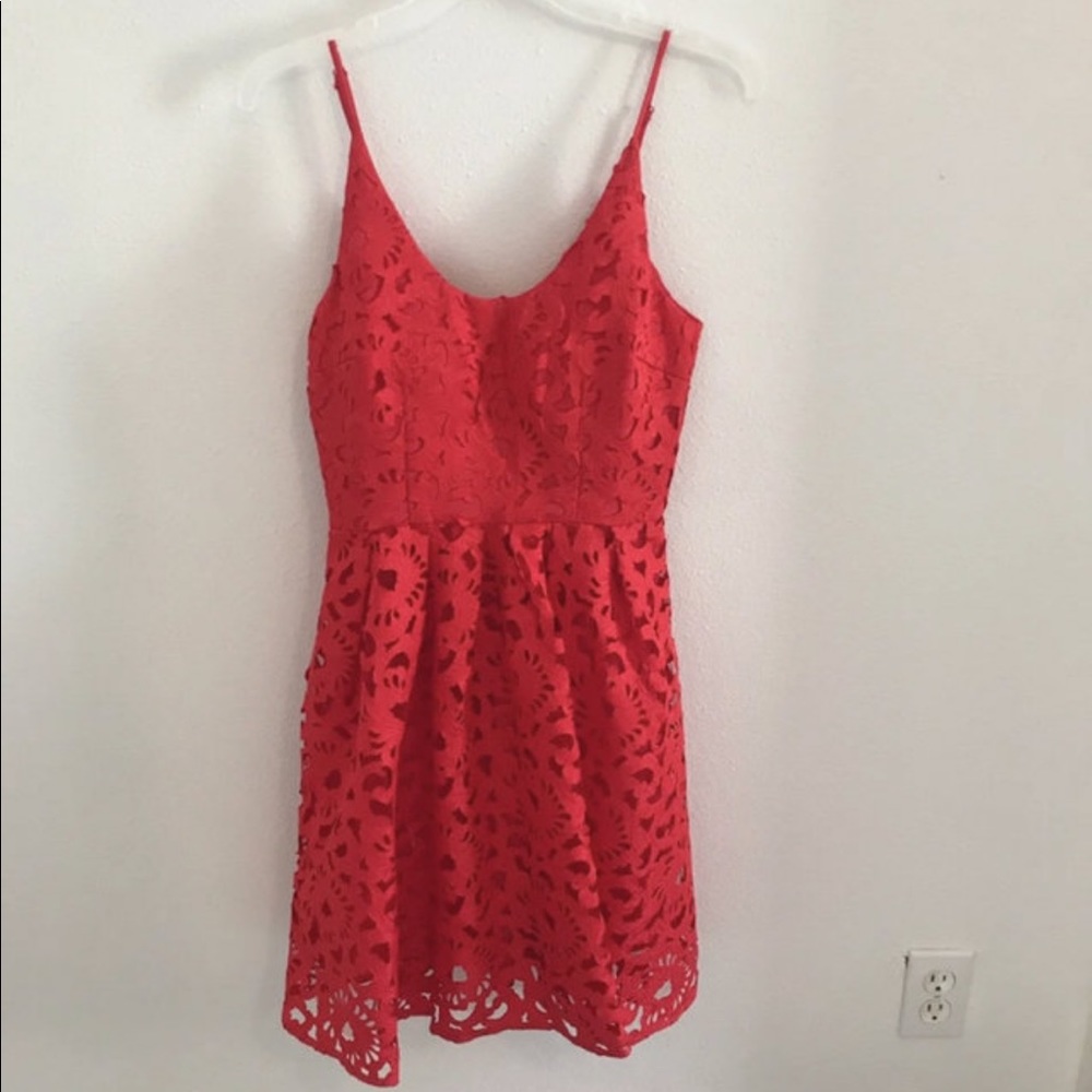 Red lace dress